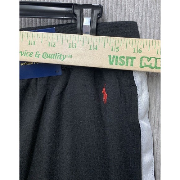 Polo Ralph Lauren Jogger Pants Men’s Large Black Racing Stripes Tapered Leg New - Picture 5 of 13